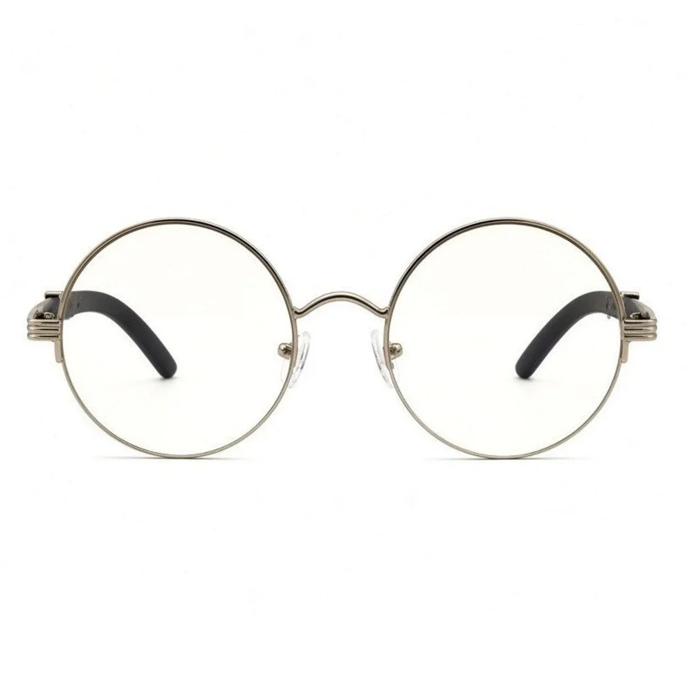 Silver Frame Sunglasses Shades Circle Clear Lens Women Style Rimless Round Gafas